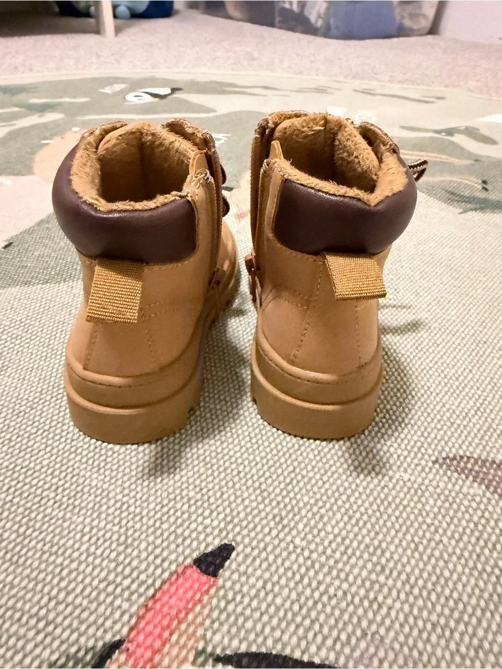 H&M Kids Tan Lace-Up Faux-Fur Lined Boots